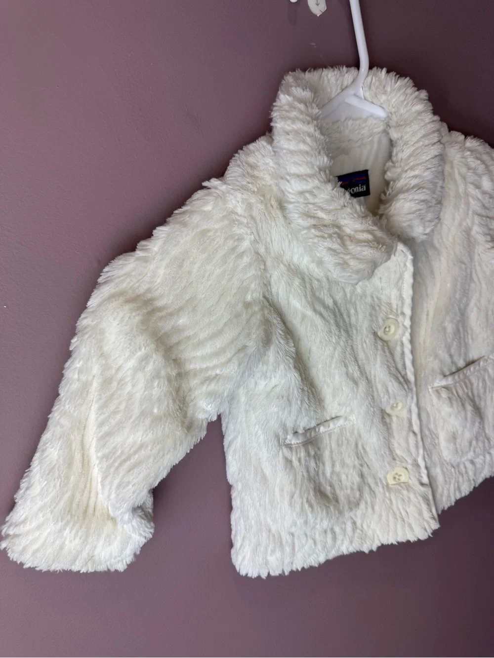 Patagonia Kids White Faux-Fur Jacket 12M